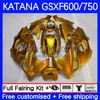 Комплект для тела для Suzuki Katana GSXF750 GSXF 600 750 CC GSX600F 03 04 05 06 07 18NO.57 600CC GSX750F GSXF-750 GSXF600 750CC 2003 2004 2005 2006 2007 OEM Обтекивает все золотые