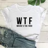 WTF面白いTシャツの女性原宿半袖コットンTシャツブラックカミセタムヤーカジュアルOネックティーフェムムトップ