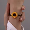 Coreano Retro Daisy Bracelet para Mulheres Melhor Amigo Novo Couro Corda Braceletes Moda Linda Linda Flores De Girassol Luxo Jóias G1026