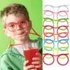 100pcs nyhet fantastiska dumma multi-färger glasögon halm roliga dricksramar glasögon sugrör DIY barn barn drycker leveranser för fest favor