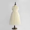 Enfant en bas âge filles fleur manches Tulle robe princesse volants dentelle robe de soirée vêtements Maxi longue mariage pour enfants 210529