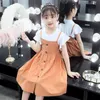 New 2021 Summer Girls T-shirt Strap Dress 12 Children's Clothing 11 Clothes 9 Student Fashion Dresses 7 Kids 8 Years Old Q0716