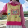 Japonais Preppy Style Automne Hiver Sans Manches Femmes Pull Lapin Floral Anime Gilet Tricoté Mignon Kawaii Noël Rouge 210819