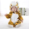 Baby Cartoon Romper Född Hooded Spädbarn Kläder Boys Girls Pyjamas Animal Onesie Jumpsuit Panda Kostymer Flannel Rompers 210816