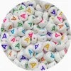 500 Teile/los 6,7mm Bunte Spacer Charm Perlen Runde Flache Acryl Perle A - Z Buchstaben Alphabet Fit Für Armband Halskette Diy Schmuck Machen