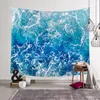 Tapisserie mer soleil océan plage tenture eau paysage plage décor bleu nuage bleu mousseux fait à la main polyester couverture 210310