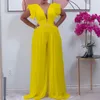 South African Jumpsuit Aftonklänning 2022 Elegant Plus Storlek Stitching Pläterad Wide Leg Prom Klänningar Svart Girls Vit Royal Blue Cocktail Party Pantsuit för kvinnor