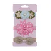 Carino 3 pz/lotto Capretti Del Bambino Foglia Fiore Arco Del Nastro Fasce Delle Ragazze Bowknot Copricapi Bambini Foto Puntelli Accessori Per Capelli Set Regalo