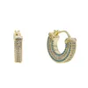 Hoop Huggie Türkise Stein gepflasterte Luxus-Mini-Ohrringe mit Gold-Silber-Farbe plattiert Mondform-Ohrring für Frauen Hochzeit6363401