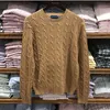 Nya herrtröjor Designer Luxury Small Horse Brodery Winter Men's Woolen Tröja Knit Tröja Twist Thick Fashion Solid Color Sweater