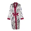 Kadın Pijama Kadınlar ABD Doları Baskılı Saten Cornes Loungewear Lady Bahar Güz Rahat Uzun Kollu Bornoz Moda Pijama Kimono