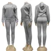 Winter New Thick Warm Printing Two-piece Suits LOGO Tracksuits Women's Hooded Long-sleeved Top And Pants With Fashion Casual Two Piece Suit