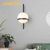 Darhin Nordic Wall Light Nowoczesne Kreatywne Szklane Ściany Kinkiet Okrągły Księżyc Lampa nocna Salon Korytarz Korytarz Kutrowane Żelazo 210724