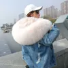 women's fur jacket denim jacket natural fur lining jacket ladie winter warm cotton coat 211007