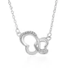 Collane con ciondolo Collana a doppio cuore in argento sterling S925 Design femminile con catena a clavicola in oro rosa