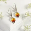 Örhängen Halsband Smycken Set Amber Flowerflower Sets Vintage Crystal Flower