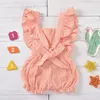 pagliaccetti per bambini ragazze pagliaccetto con maniche a volant neonato bambino tinta unita cotone lino tute moda estiva boutique vestiti per bambini