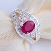 Vigselringar Utsökt Engagemang för kvinnor Inlagda Röda Zirconia Romantiska Årsdag Smycken Gift