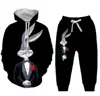 2022 New Men/Womens cartoon looney tunes 재미 있은 3D 인쇄 패션 Tracksuits 힙합 바지 + 후드 ok038