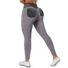Chrleisure Grid Tights Yoga Pants With Pocket Wireless Bh Fitness Crop Tank Gym Push Up Women Seamless High Midist Leggings H1221