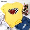 T-shirt d'été surdimensionné à rayures coeurs imprimé léopard t-shirt femmes col rond à manches courtes t-shirt grande taille 100% coton t-shirt 5XL hauts Y0629