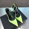 Casual Designer Sexy Lady Fashion Women Shoes Genuine leather Pointy Toe Stiletto Stripper High Heels Slingback Zapatos Mujer Prom Evening pumps Real Photo
