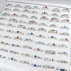 50CS / LOT Mode eenvoudige band verzilverd metalen kleurrijke diamant liefde ringen voor mannen vrouwen mix stijl feest geschenken bruiloft sieraden groothandel