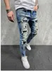 Farbe zerrissene Jeans Herren Jeans Jogginghose Sexy Loch Hosen Casual Male Skinny Hosen Slim Biker Outwears Hosen Europäische Größe G0104