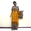 Bohème traditionnel imprimé lâche robe africaine automne mode femmes robe avec écharpe 210302
