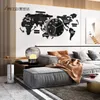 120 cm Punch-Diy Black Acrylic World Map Large Wall Clock Modern Design Stickers Silent Watch Home Living Room Kitchen Decor 23118