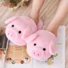 Winter Warm Home Slippers Cute Pink Little Pig Cartoon Design Adult Girl Lady Plush Head Silent Indoor Floor Women House Shoes Y1120