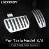 Luckeasey Car Tillbehör Inredning För X Modell s Rostfritt stål PVC fotpedalplattor täcker 3pcs