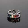Wielokolorowy pierścień w kształcie serca (7mm) Iced Out Bling Pierścień Hip Hop Punk Moda Biżuteria Dla Mężczyzn Kobiety Prezent