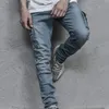Pantalones de mezclilla de jeans masculinos bolsillos delgados de color sólido