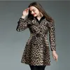 Kvinnors trenchrockar Kvinnor Europeiska v￥ren Ladies Coat f￶r kvinnor L￥ng￤rmare Leopard Kvinnor Double-breasted Overcoat Woman Retro