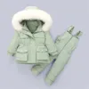 Odzież dziecięca Zestaw 2 sztuk Berbeć Baby Boys Boys Zima Dół Kurtka Kombinezon Zagęścić Ciepłe Dzieci Ubrania Dziewczyny Infant Snowuit 0-5year H0910