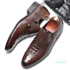 All'ingrosso-Scarpe eleganti 2021 Uomo Nero Modello coccodrillo Punta a punta Double Monk Strap Lavoro formale Marrone Oxford