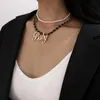 Pendant Necklaces 2021 Trendy Vintage Goth Short Pearl Velvet Chain Choker Necklace For Women Piece Letter BABY Female Costume Jewelry