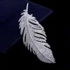 Feather Brooches With Full Crystal Zircon Jewelry Women Party Clothing Accessories Fashion Noble Pins And Brooch