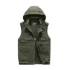 Plus Size M-4XL Herfst Winter Vest Mannen Casual Capuchon Mouwloze Militaire Jas Mannen Warme Fleece Windjack Mannen Vest 211120