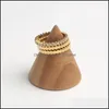 Klaster Biżuteria Pierścienie Perisbox 3 Sztuk / Zestaw Rose Gold Hive Rhinestone Circle Geometryczne dla kobiet Zwykły minimalistyczny stal nierdzewna Jewelr
