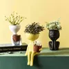 ノルディックアートの肖像画彫刻花瓶クリエイティブ多肉植物植物鍋抽象的なキャラクター装飾的なホームガーデン収納の花211130
