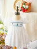 Baby Girls Smocked Dresses Childen White Embroidery Sailboat Frocks infant Smocking Handmade Dress Kids Boutiques Clothing 210615