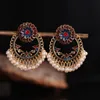 Vintage grande fleur creux géométrique indien boucles d'oreilles pour femmes Pendientes émail bohème rétro Antique or perle perles boucles d'oreilles