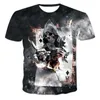 T-shirts Casual Fashion 3D Cool Skull Print 2021 Sommar Short-Sleeved Round Neck och Women's Sports T-shirt