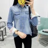 Women Warm Winter Plus Velet Denim Shirts Korean Classic Blue Thick Long Sleeve Jeans Blouse Female Turn-down Collar Basic Blusa 210226