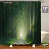 3D Natuurlijke Landschap Hazy Forest Gedrukt Badkamer Douchegordijn Polyester Waterdicht Gordijn met Haak Home Decor Gordijn 211116