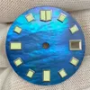 Cadran de montre lumineux vert 28.5mm pour Nh35 mouvement montre bleu coquille motif cadran pièces de réparation H0915