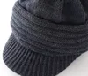 Chapéu do inverno do estilo dos homens do conector com a viseira acrílica do velo macio do velo de fãs de malha de malha Beanie masculino tampão morno diariamente