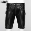 iiniim Mens Maschio Sexy Pelle Club Moto Pantaloncini Full Zipper Pouch Jockstraps Pantaloncini Moda Night Party Clubwear Costumi X0628